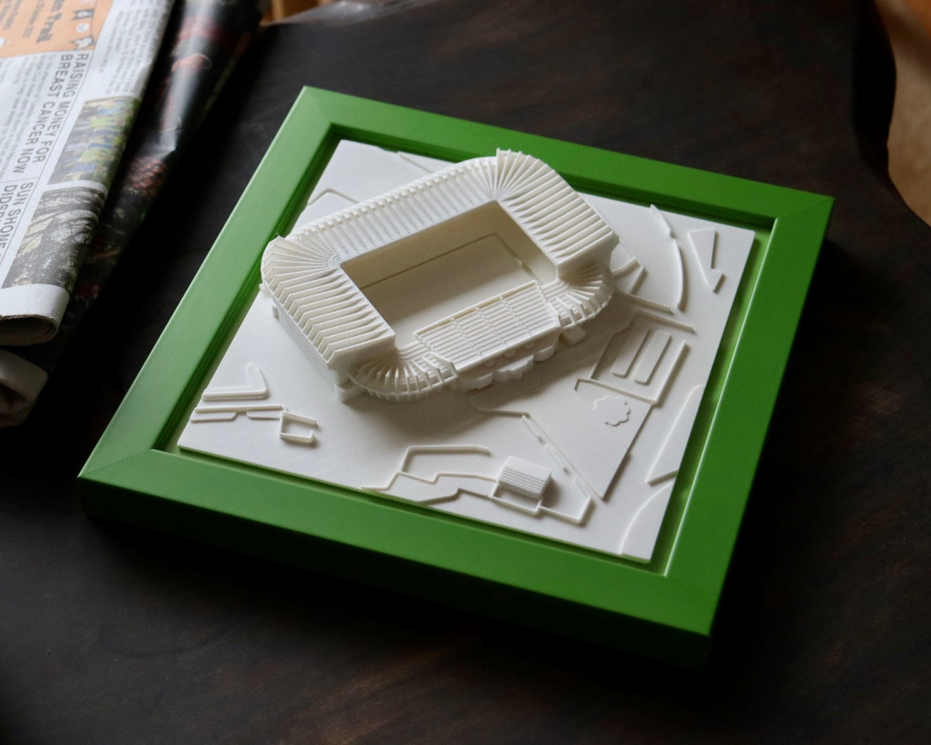 celtic fc christmas gifts, gifts for celtic fans, celtic park Stadium 3D Miniature Model, gifts for celtic fans, celtic memorabilia, celtic stadium model, 3d miniature stadium models, football stadium models, buy football wall art, ibrox stadium model, scottish football 3d model, stadiframes, stadium frames